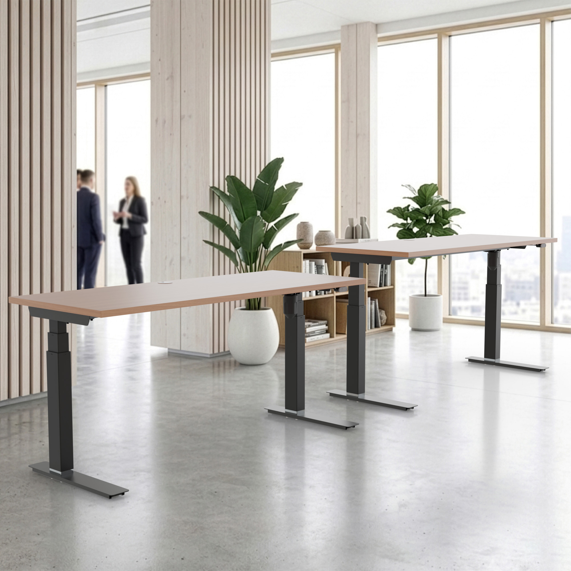 Ergonomic desk | 120x60 cm | Beech with black frame