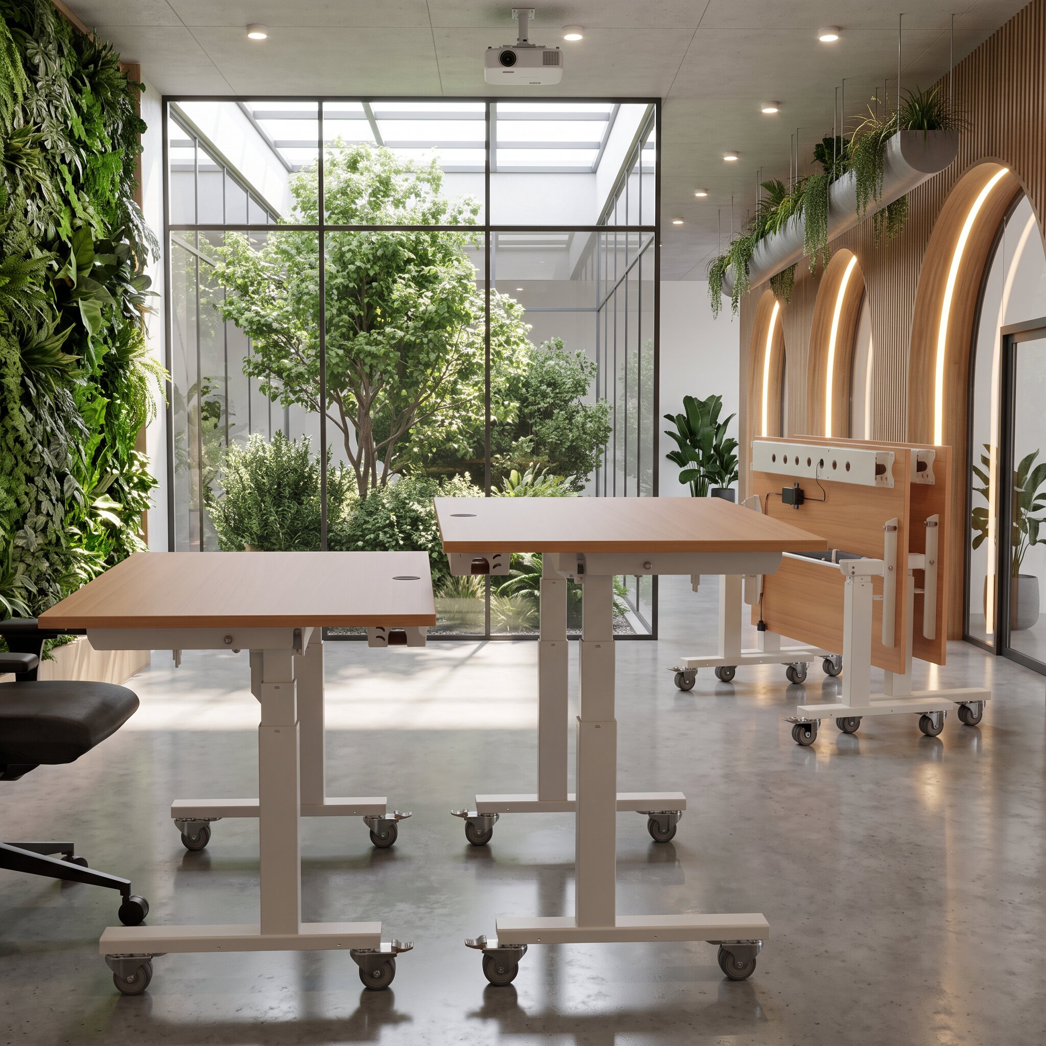 Ergonomic desk | 160x80 cm | Beech with white frame