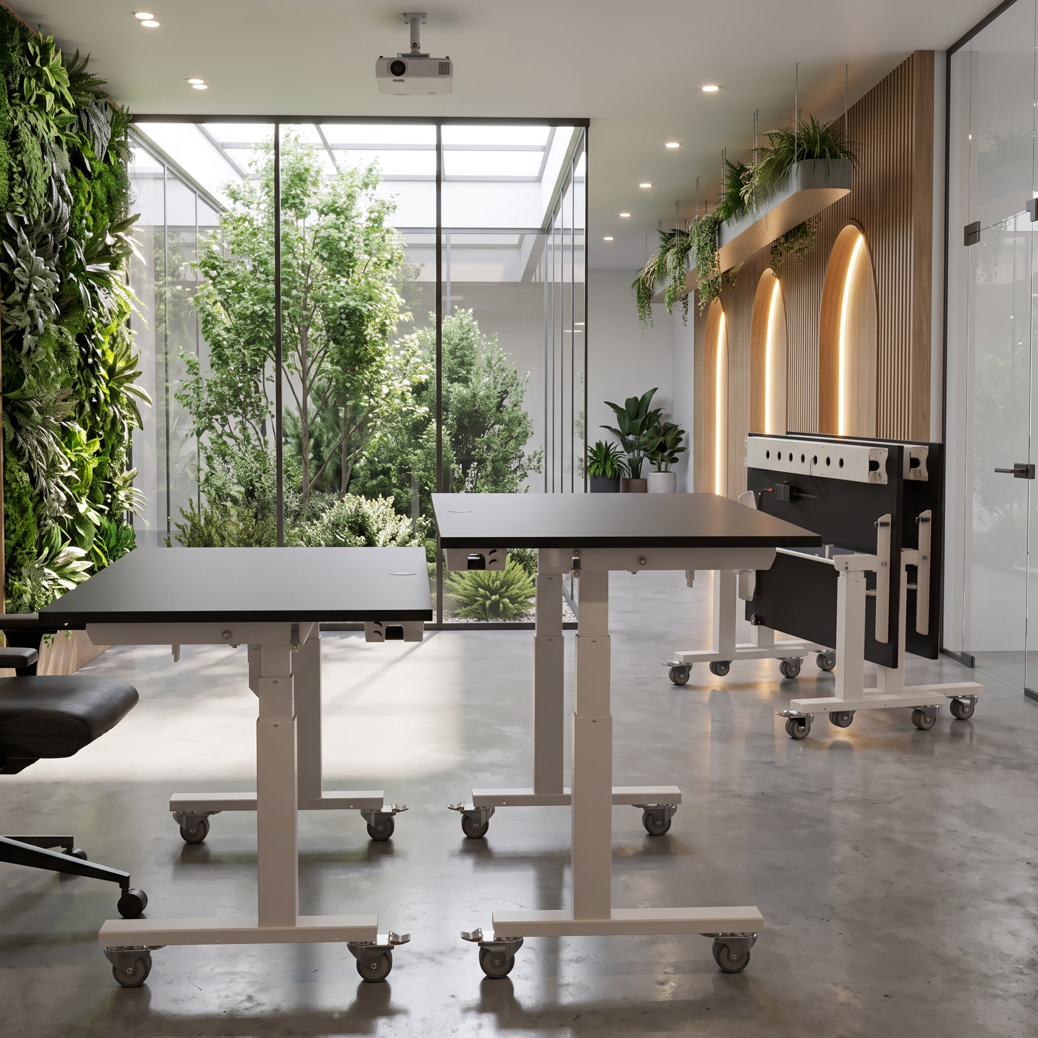 Ergonomic desk | 160x80 cm | Black  with white frame