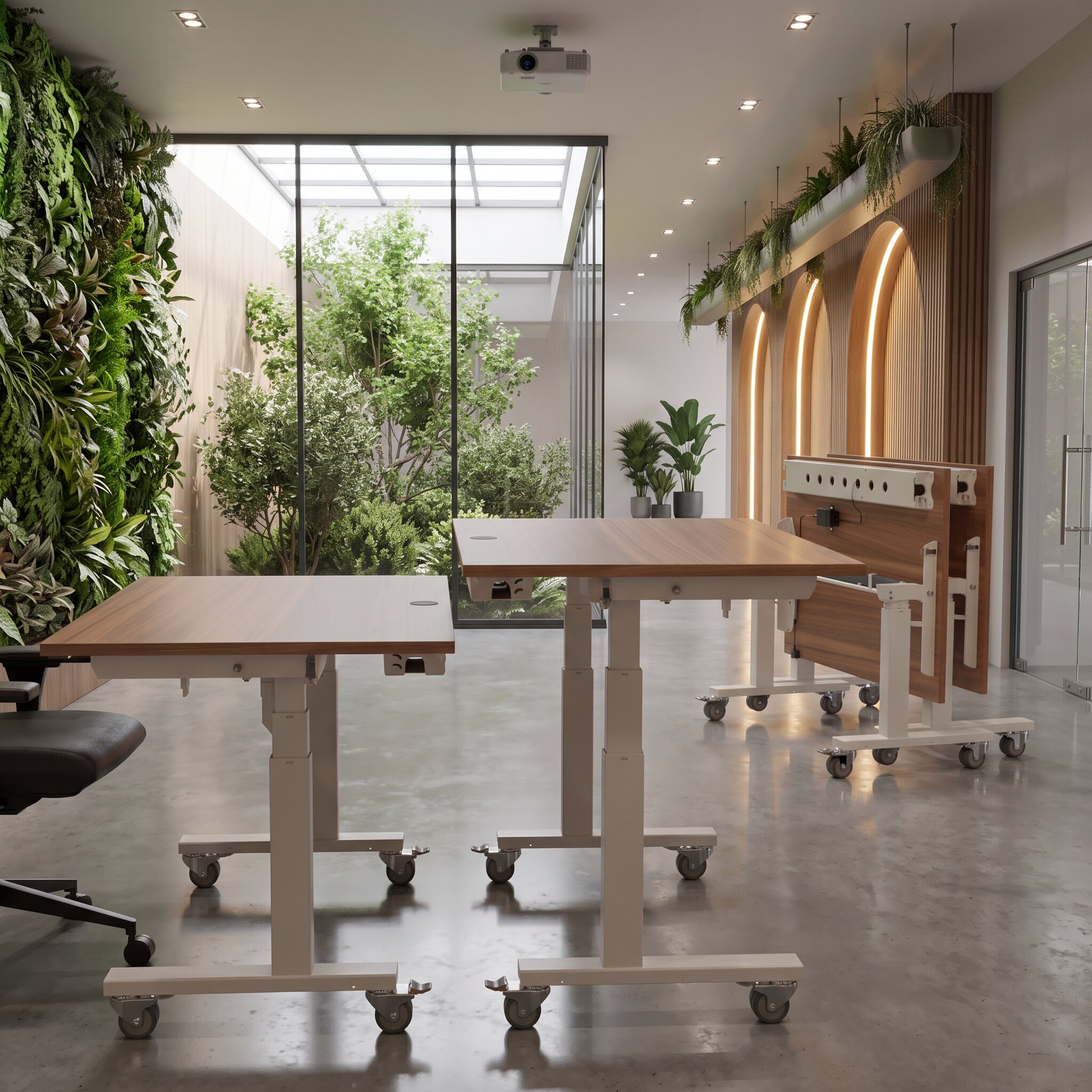 Ergonomic desk | 160x80 cm | Walnut with white frame