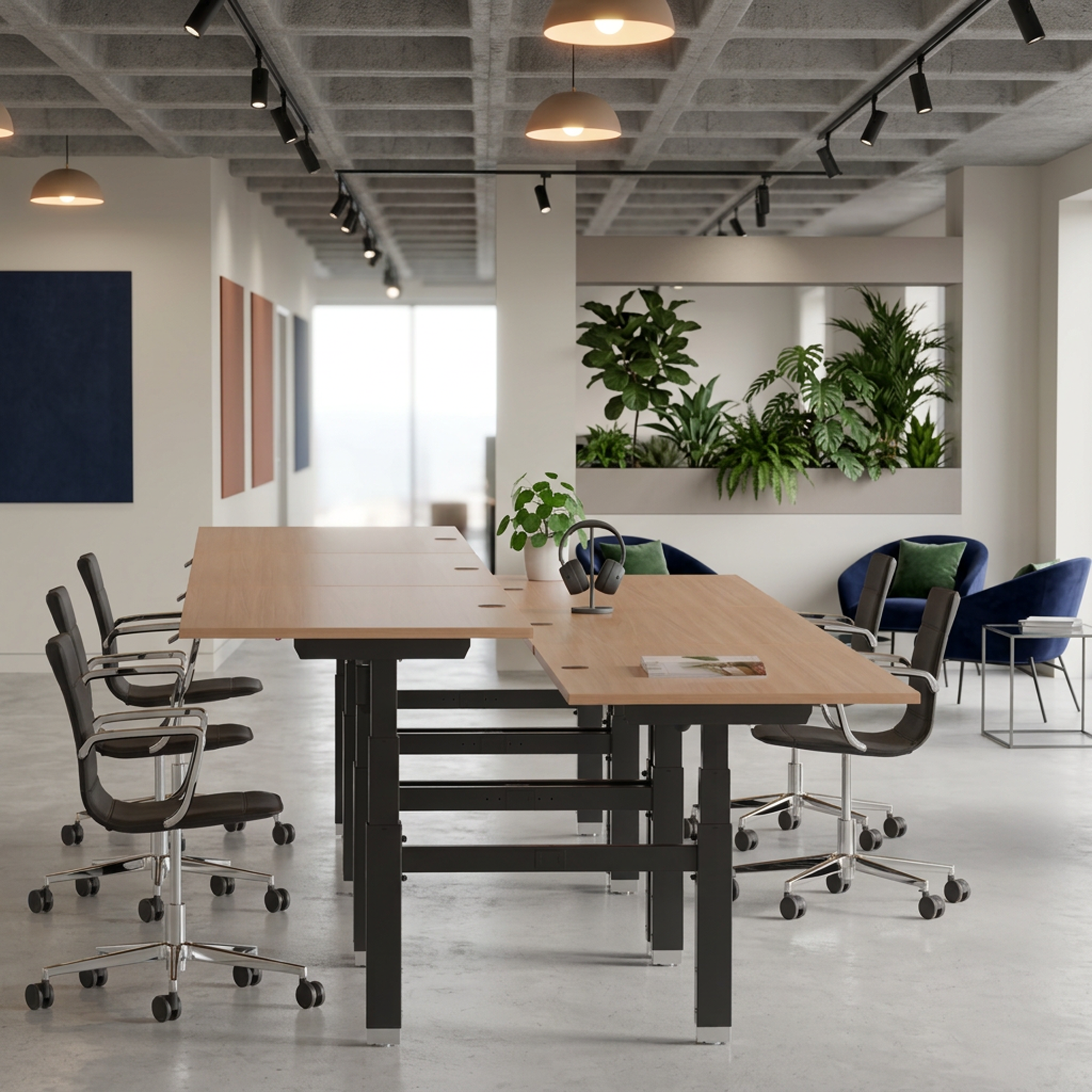 Ergonomic desk | 160x80 cm | Beech with black frame