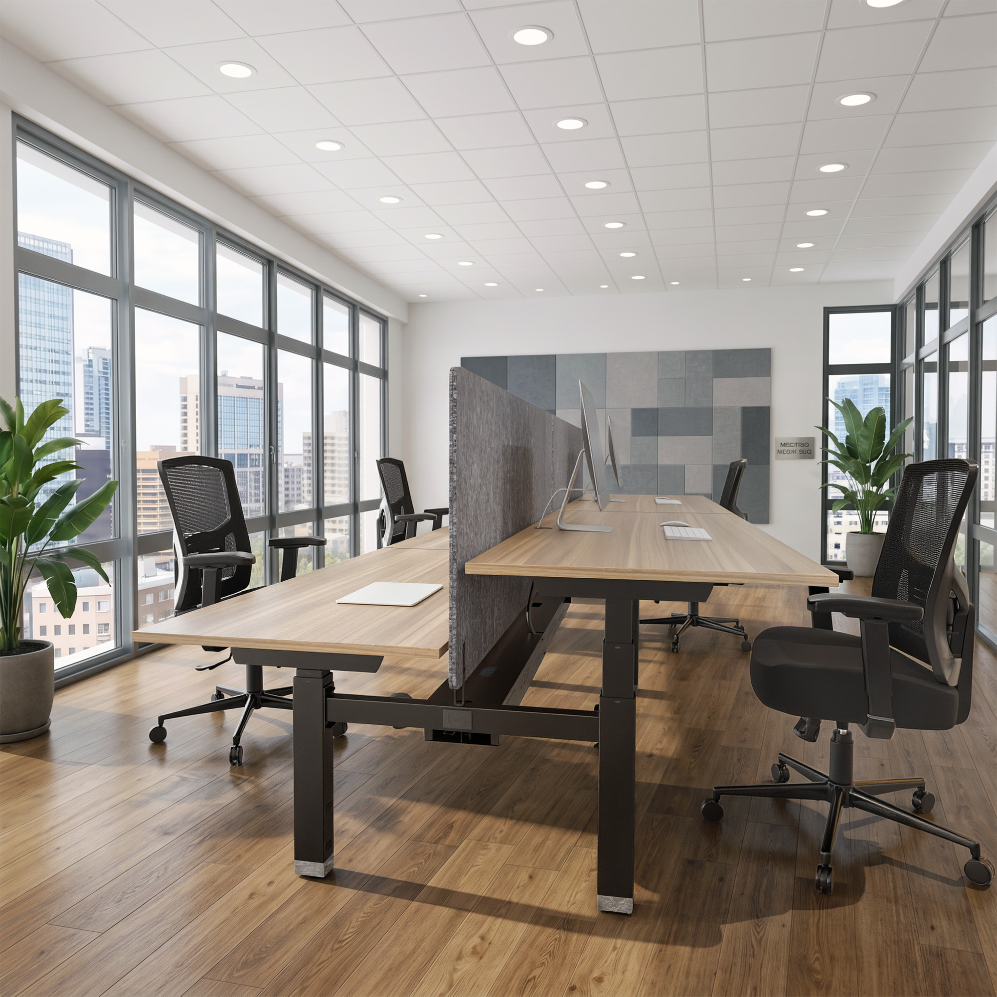 Ergonomic desk | 140x80 cm | Walnut with black frame