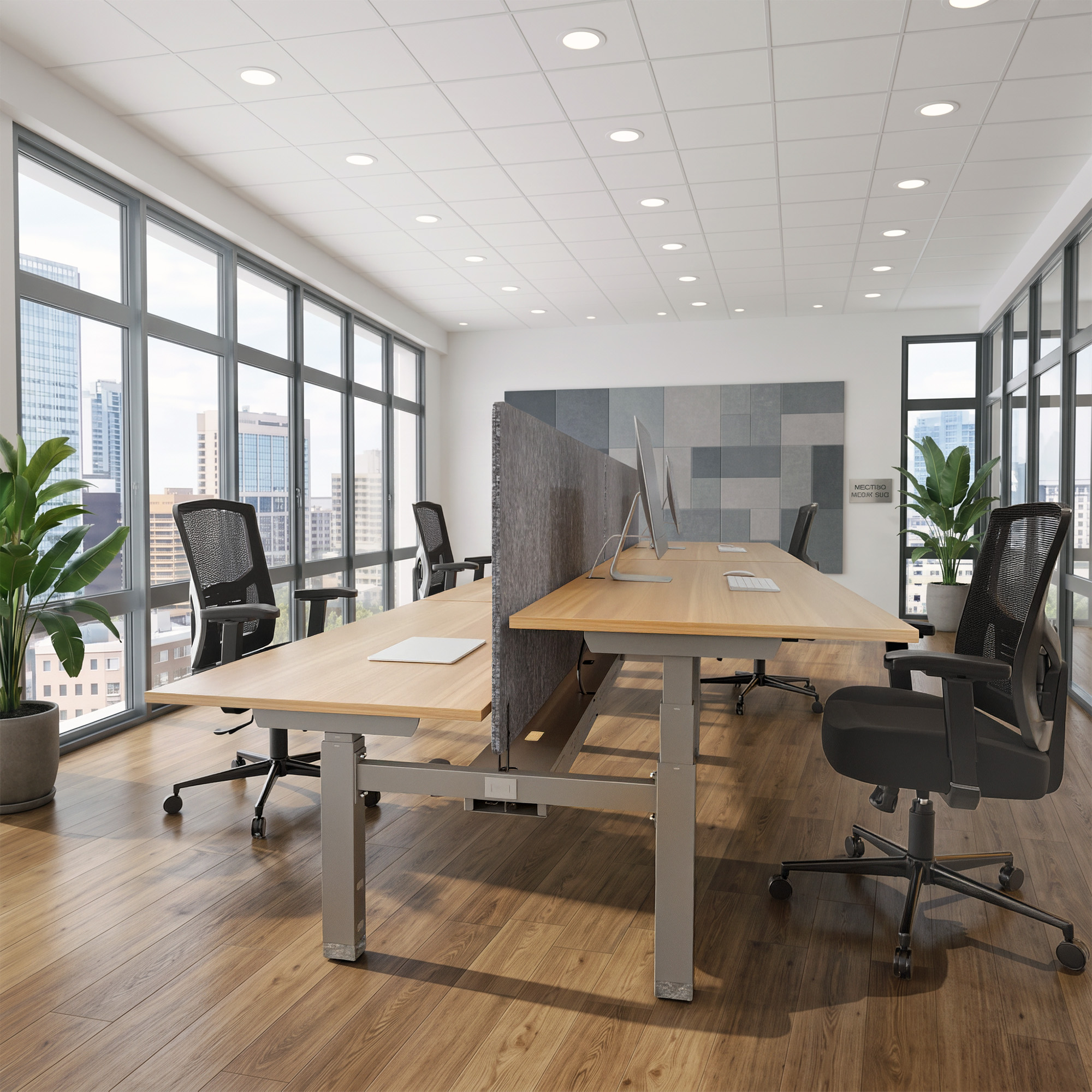 Ergonomic desk | 140x80 cm | Beech with silver frame
