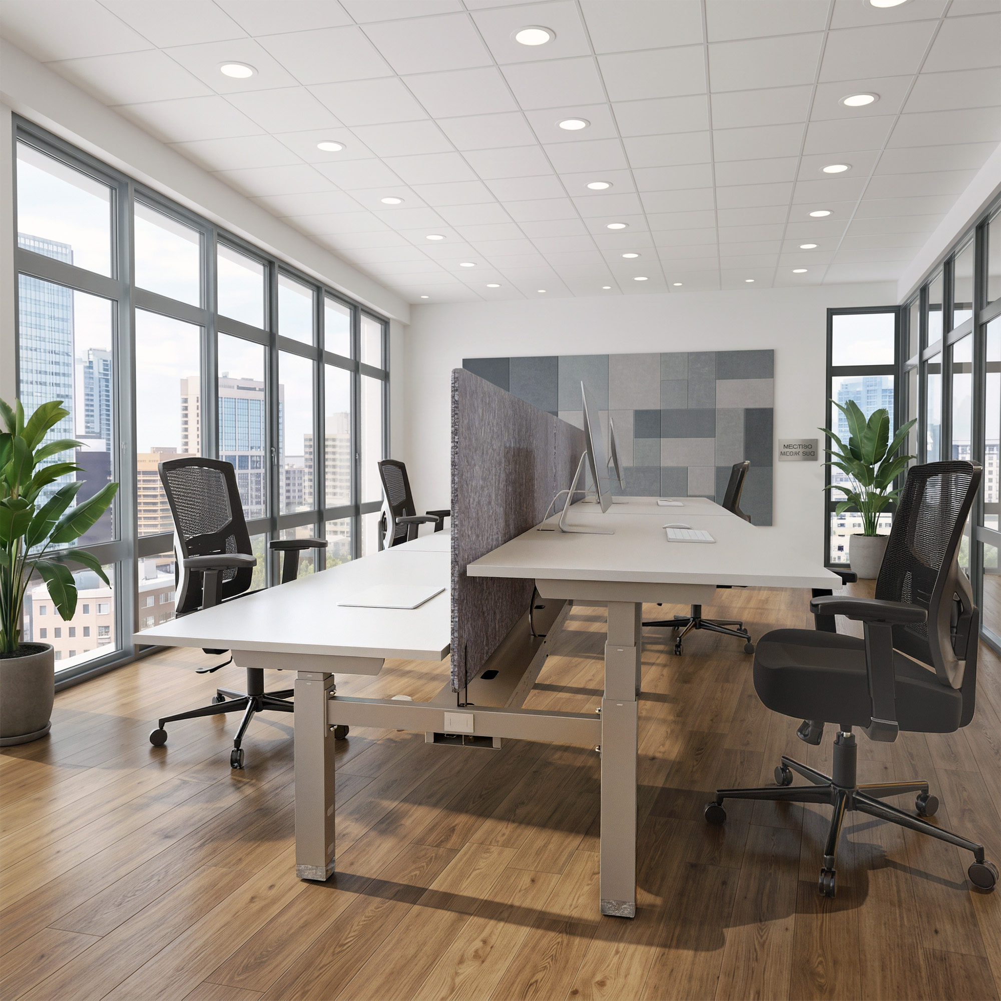 Ergonomic desk | 140x80 cm | White with silver frame