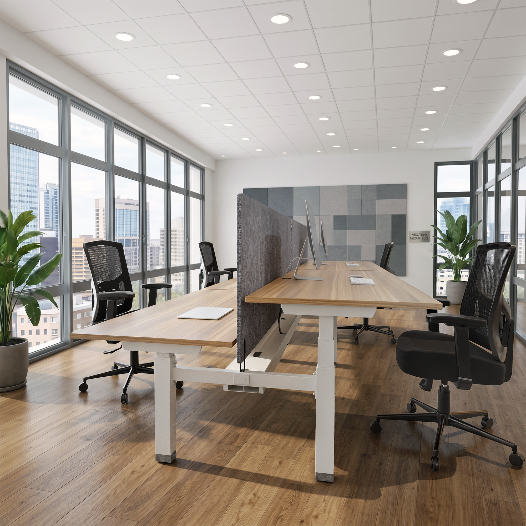 Ergonomic desk | 140x80 cm | Walnut with white frame