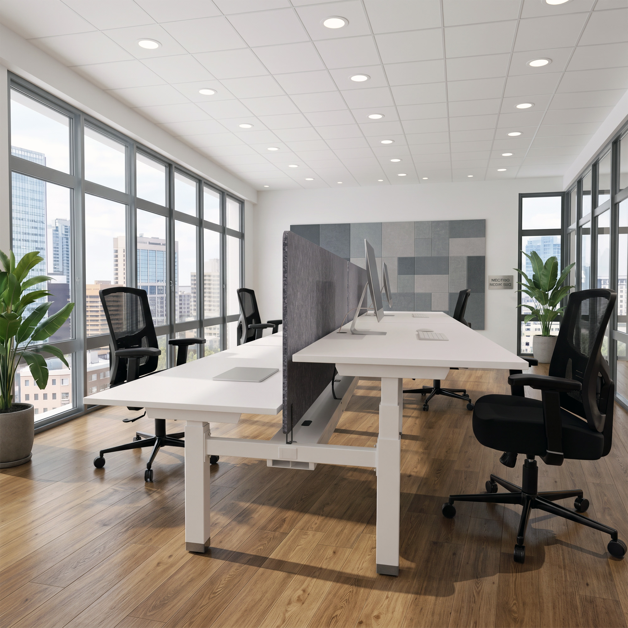 Ergonomic desk | 140x80 cm | White with white frame