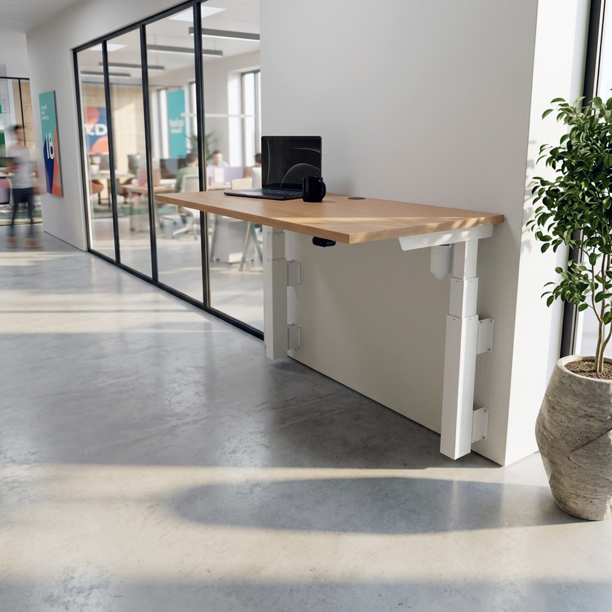 Ergonomic desk | 100x80 cm | Beech with white frame