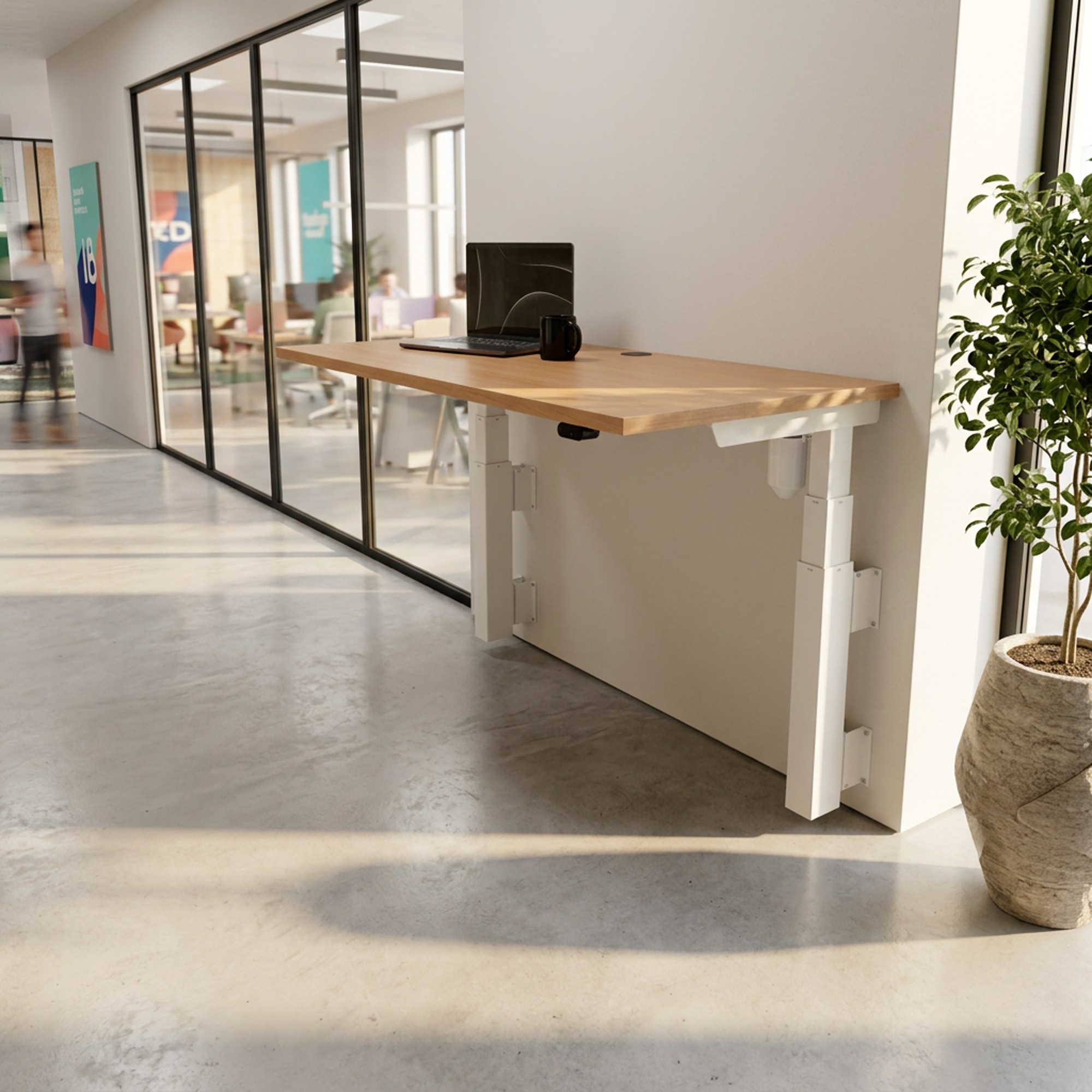 Ergonomic desk | 80x60 cm | Beech with white frame
