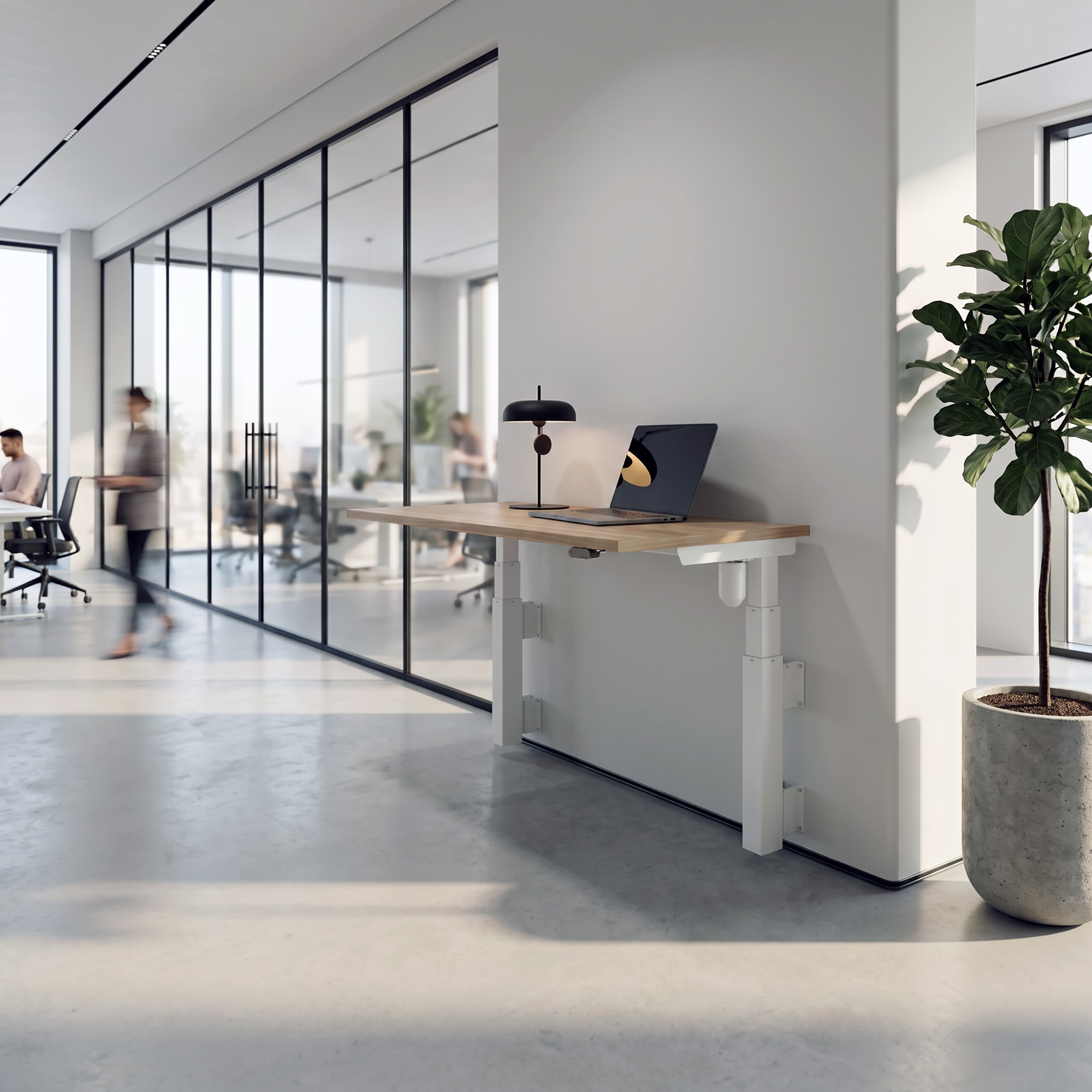 Ergonomic desk | 140x80 cm | Walnut with white frame