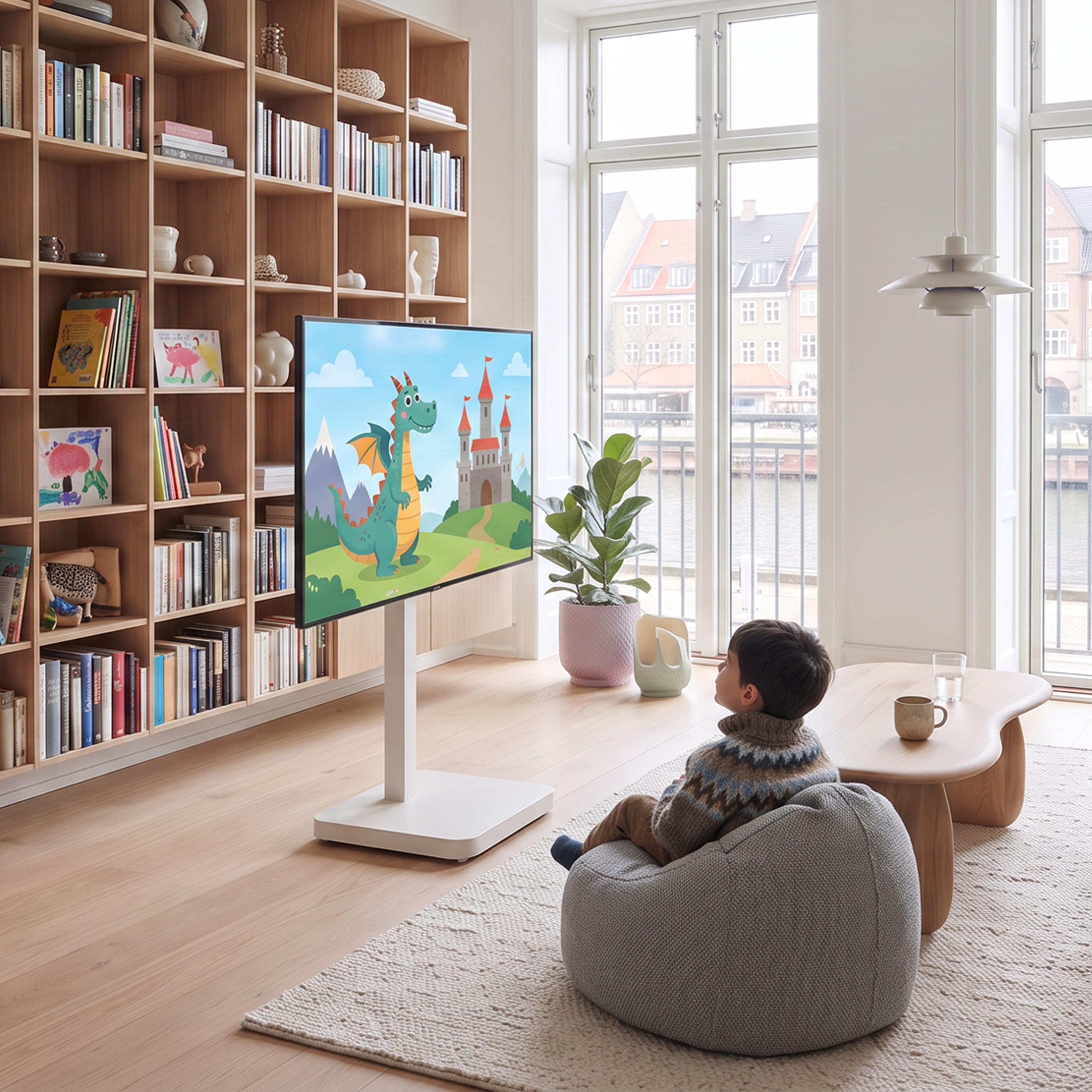 TV Stand on wheels with 480mm electric height adjustment. HOME